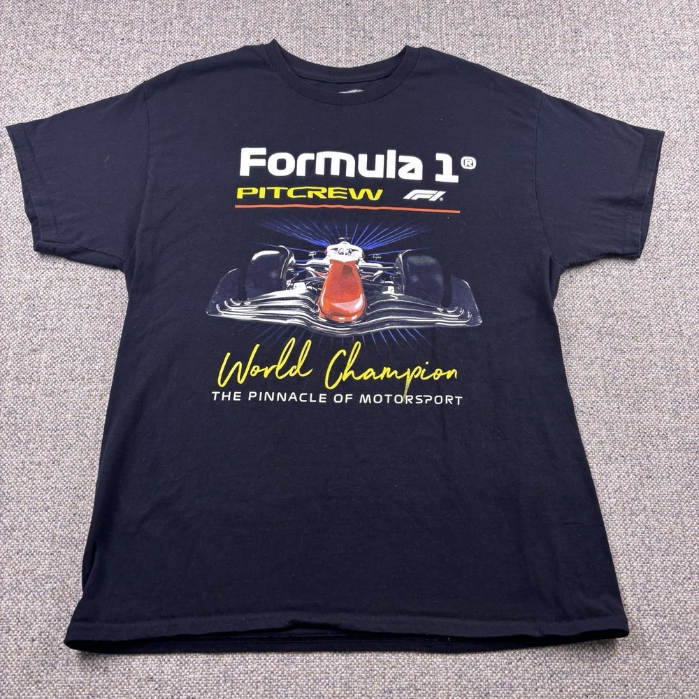 Formula 1 Pitcrew T Shirt Mens Black World Champion Racing F1 Graphic Tee Sz L